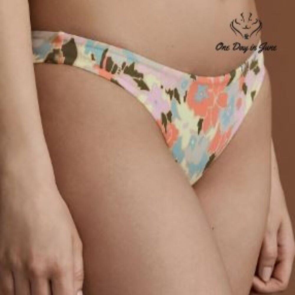 RVCA On The Road Bikini Bottom Chai Floral Medium Coverage NWT $48 Size M